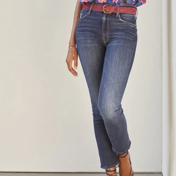 MOTHER The Dazzler Teaming Up Denim Slim Straight Jeans